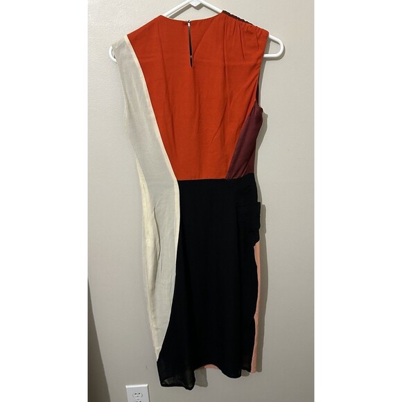Dries Van‎ Noten 100% Silk Midi Sleeveless Dress Size 6 Lena Dunham Colorblock - Picture 6 of 14